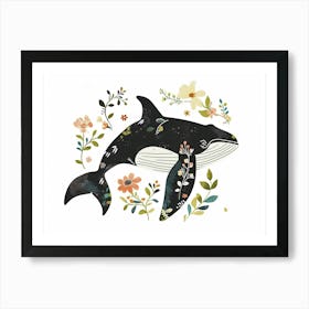 Little Floral Killer Whale Art Print