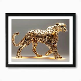 Golden 3d Cheetah With A Majestic Stance, Intricate Details And Elegant Patterns Art Print