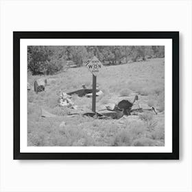 Marker Of Accident On Highway In Bernalillo County, New Mexico By Russell Lee Art Print