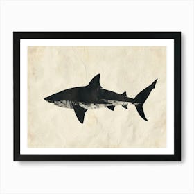 Bigeye Thresher Shark Grey Silhouette 3 Art Print