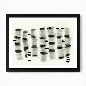 Hidden Message - black and white ink minimal modern contemporary hand painted grey gray living roome kitchen bedroom abstract Art Print