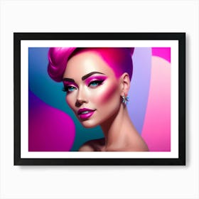Pink Beauty With Pink Makeup 2 Art Print