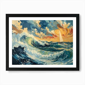 Sailboat In The Ocean Art Print