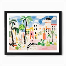 Bari Italy Cute Watercolour Illustration 3 Art Print