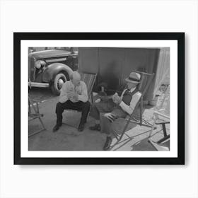 Untitled Photo, Possibly Related To Tourists Traveling In Trailers Talking In Camp, Mcallen, Texas By Russell Lee Art Print