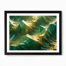 Abstract Image Of A Close Up Of A Green, Textured Surface That Resembles Waves Or Flowing Liquid Art Print