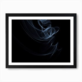 Glowing Abstract Curved Light Blue And White Lines 2 Art Print