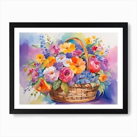 Basket Of Flowers 3 Art Print