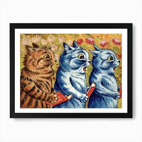 Three Cats Singing Gouach, Louis Wain Art Print