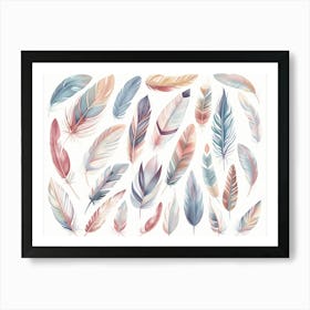 Watercolor Feathers 9 Art Print