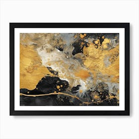 Gold And Black Abstract Painting 2 Art Print