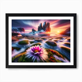 Flower At Sunset on icy coast Affiche