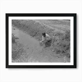 Washing In Irrigation Ditch, Chamisal, New Mexico By Russell Lee Art Print