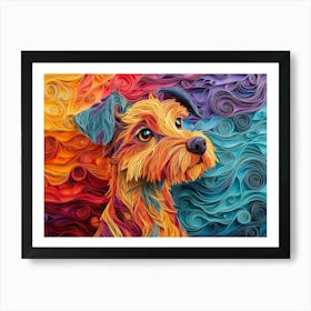 Irish Terrier Paper Quilling Dog Portrait II Art Print