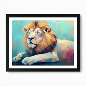 Lion Animal Abstract Art In Pastel Colors 1 Poster