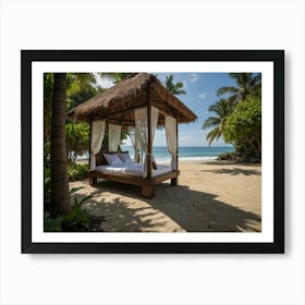 Bed On The Beach Art Print