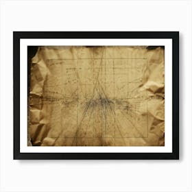 Abstract Pattern Framed Within A Vintage Crumpled Piece Of Paper Texture Of Fibers Pronounced Fad (6) Art Print