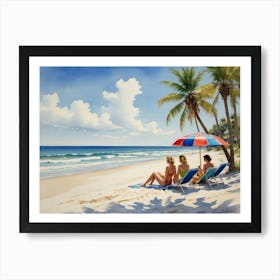 Chilling People at the Beach  Art Print