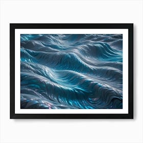 Abstract Image Of A Wavy, Textured Surface In Shades Of Blue And White 1 Art Print