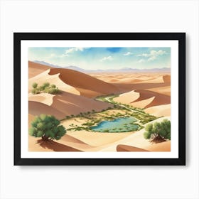 Green Oasis Amidst The Desert Sands Art Print