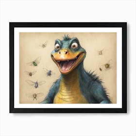 Dinosaurs And Bugs Art Print