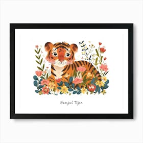 Little Floral Bengal Tiger 2 Poster Art Print