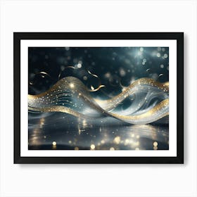 Sparkling golden waves in the sea 16 Art Print