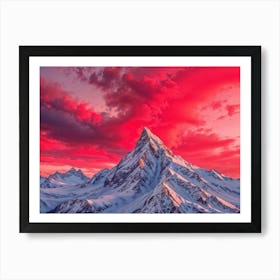 Sunset Over Snowy Mountains Art Print