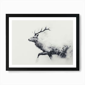 Stag Black and White Hunting Poster