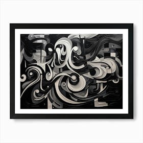 Harmony And Discord Abstract Black And White 5 Art Print