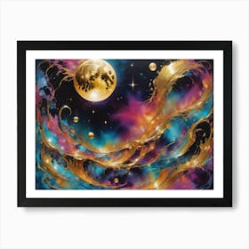 Moon And Stars Art Print