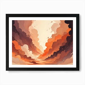 An Abstract Image Of A Canyon Of Swirling, Orange Clouds, Creating A Sense Of Depth And Movement Art Print