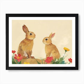 Floral Animal Illustration Rabbit 3 Art Print