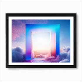 Geometric Portal Opening Into A Swirl Of Abstract Dreamy Sky Portal Edges Sharp And Defined Against (2) Art Print