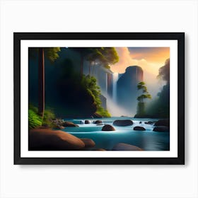 Waterfall In The Forest Art Print