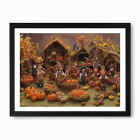 Thanksgiving Village Art Print