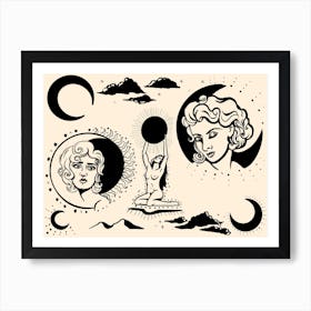 Mystical Pin Up Women Flash Art Print