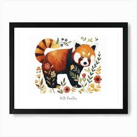 Little Floral Red Panda 1 Poster Art Print