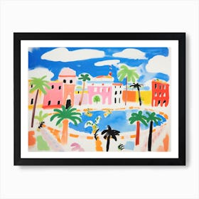 Palermo Italy Cute Watercolour Illustration 3 Art Print