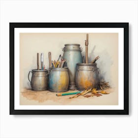 Pencils And Paints Art Print