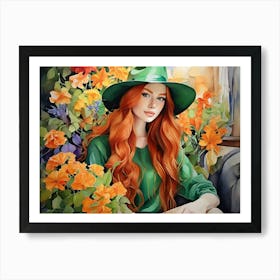 Girl Among Flowers 11 Art Print