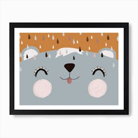 Happy Bear Blue Art Print