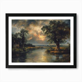 Sunset Over The River Art Print