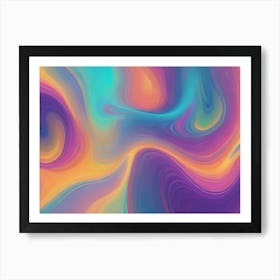 Abstract Image Of Swirling, Iridescent Colors In Shades Of Blue, Teal, Purple, Orange, And Yellow 5 Art Print