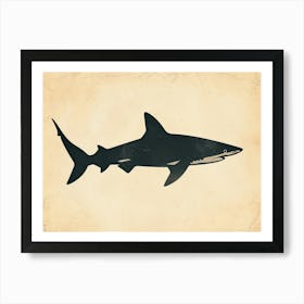 Bigeye Thresher Shark Grey Silhouette 4 Art Print