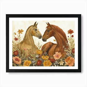 Floral Animal Illustration Horse 3 Art Print