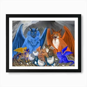 Dragon Cat Family Poster