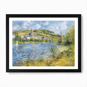 Rural Lakeside Serenity Painting Inspired By Paul Cezanne Art Print