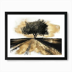 Tree On The Road Canvas Print Art Print