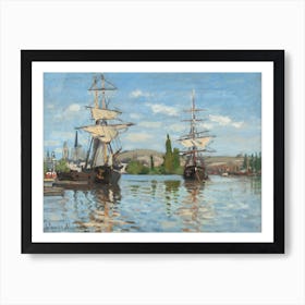 Ships Riding On The Seine At Rouen , Claude Monet Art Print